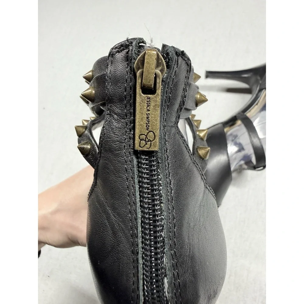 Jessica Simpson Ankle Wrap Studded High Heels Shoes Black Sz 9.5 Black Pump